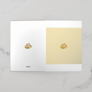 a drawing of a flower with pink and white petals foil greeting card