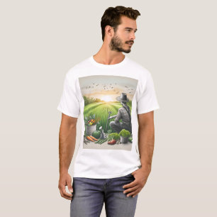 a drawing of a man sitting in a field T-Shirt