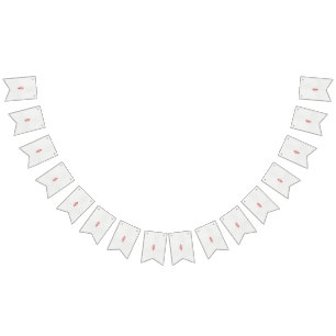 a drawing of a red flower and leaves on a white ba bunting 