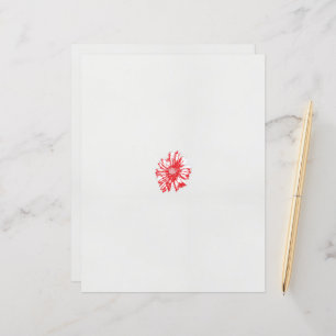 a drawing of a red flower on a white background