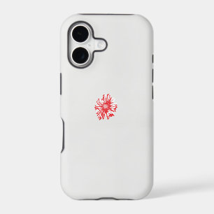 a drawing of a red flower on a white background