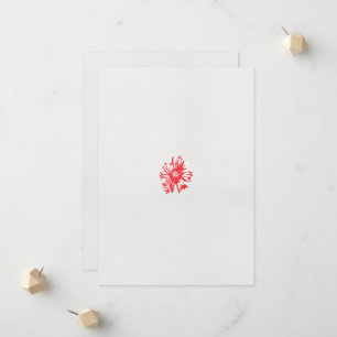 a drawing of a red flower on a white background announcement