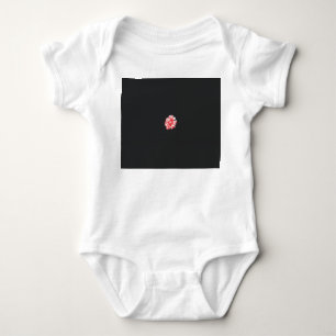 a drawing of a red flower on a white background baby bodysuit