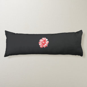 a drawing of a red flower on a white background body cushion