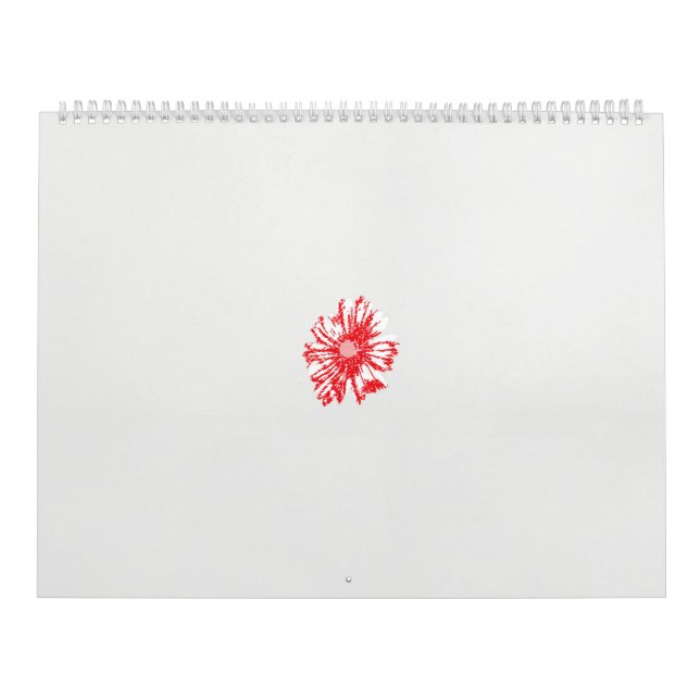 a drawing of a red flower on a white background calendar (Cover)