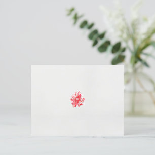 a drawing of a red flower on a white background postcard