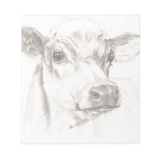A drawing of a young cow notepad