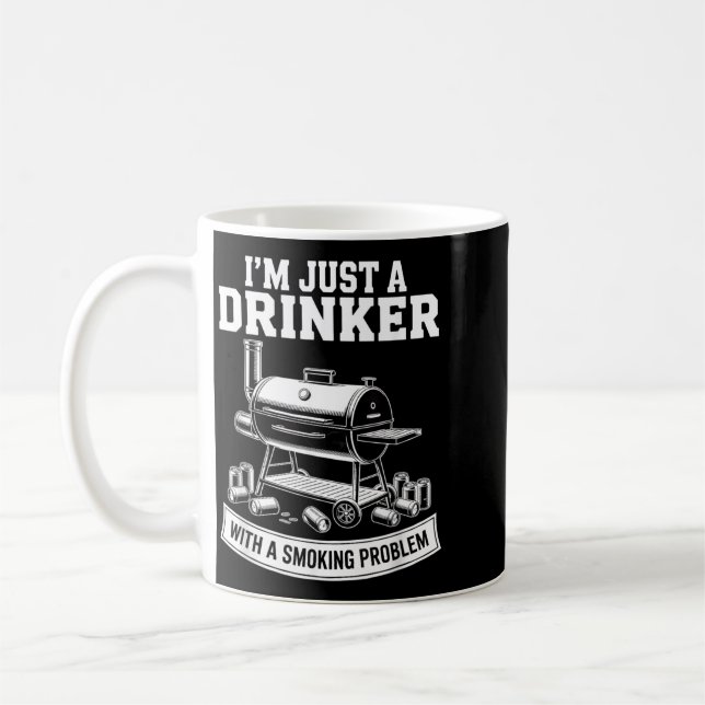 A Drinker With A Smoking Problem Grilling Bbq Dads Coffee Mug (Left)