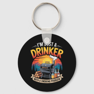 A Drinker With A Smoking Problem Grilling Bbq Dads Key Ring