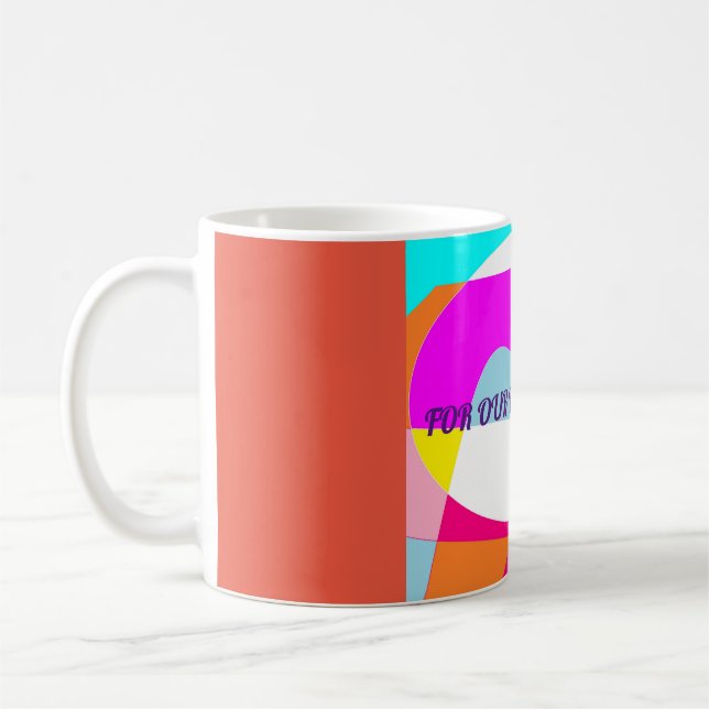 A drinking mug for Kate mixed coloured design (Left)