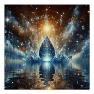 A Drop Of Pure Clean Water On A Blue Lake Poster