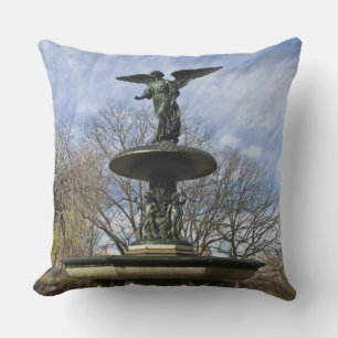 A dry winter Bethesda Fountain in Central Park Cushion