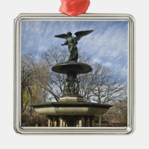 A dry winter Bethesda Fountain in Central Park Metal Ornament