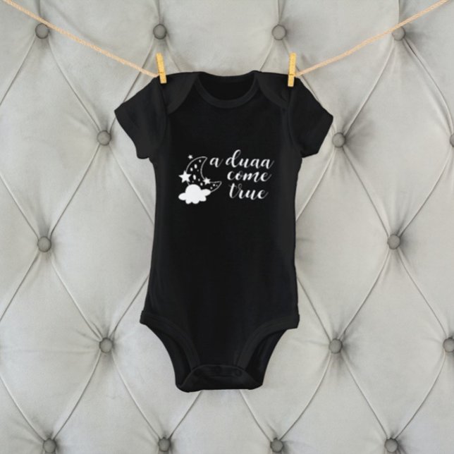 A Duaa Come True Muslim Baby Black Bodysuit (Creator Uploaded)