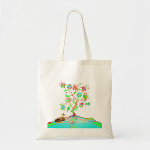 A duck and a tree of life tote bag
