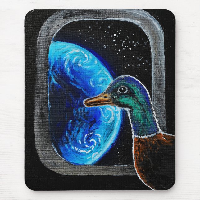 A duck sent into the outer space mouse pad (Front)
