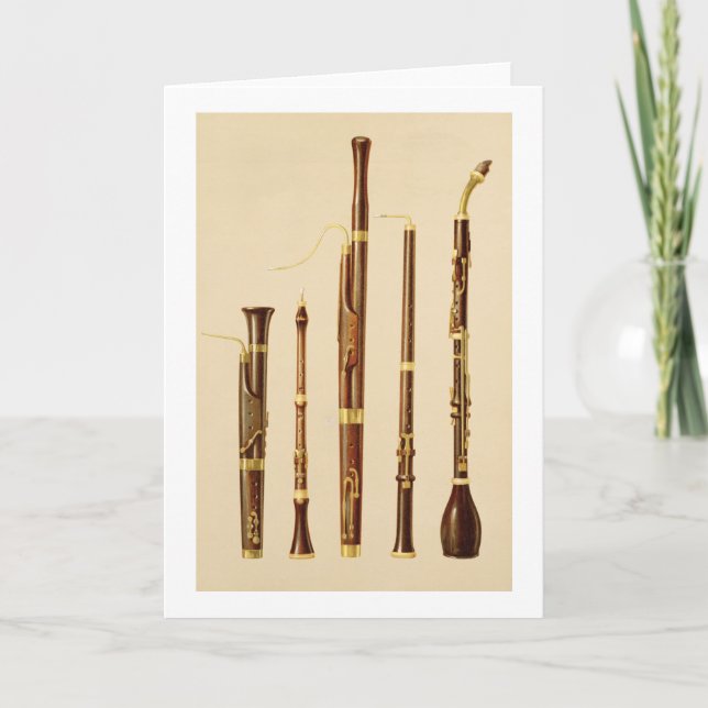 A dulcian, an oboe, a bassoon, an oboe da caccia a card (Front)