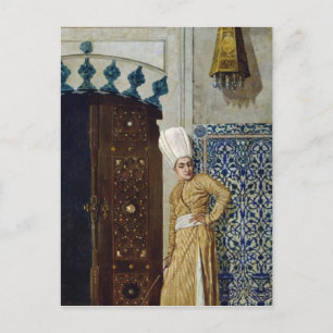 A eunuch before the door of the harem postcard