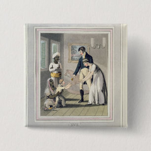 A European Lady and her Family, attended by an Aya 15 Cm Square Badge