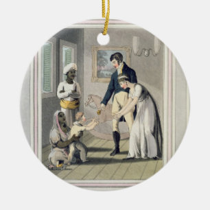 A European Lady and her Family, attended by an Aya Ceramic Tree Decoration