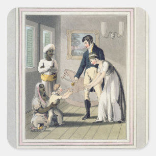 A European Lady and her Family, attended by an Aya Square Sticker