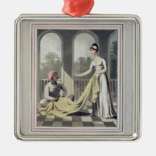 A European Lady giving instructions to her Durzee, Metal Ornament