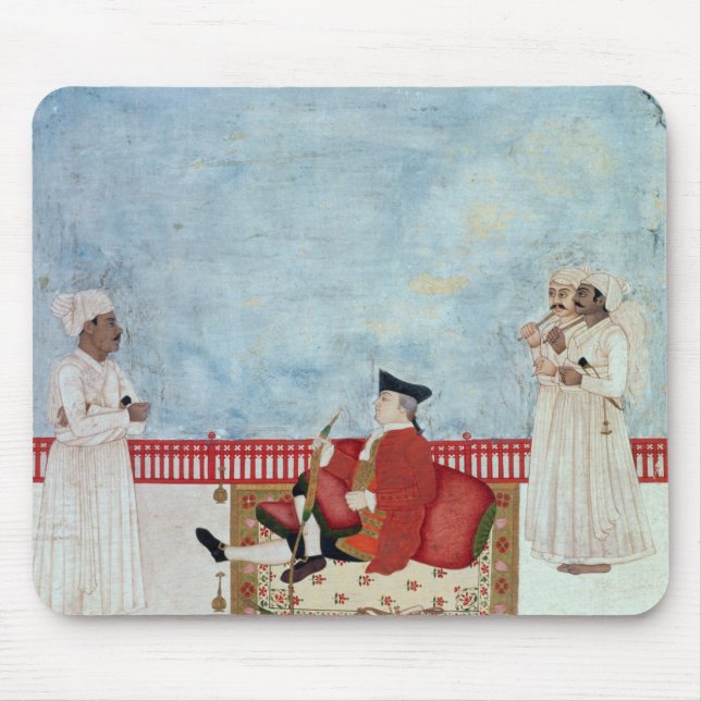 A European Seated on a Terrace with Attendants Mouse Pad (Front)