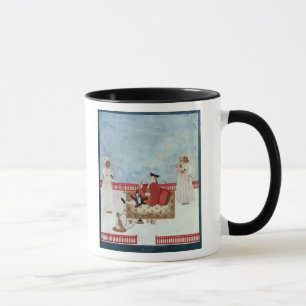 A European Seated on a Terrace with Attendants Mug