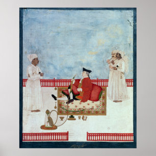 A European Seated on a Terrace with Attendants Poster