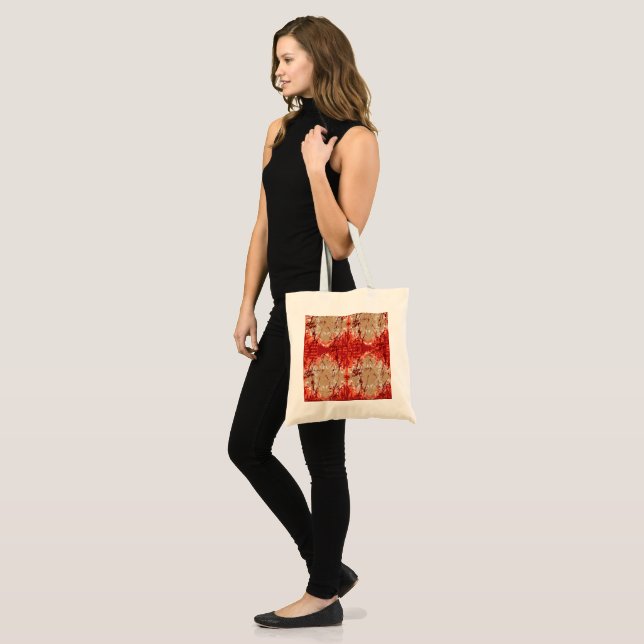 A fabric displaying an orange and brown pattern, tote bag (Front (Model))