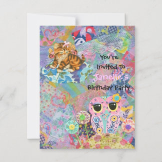 A Fabric Wonderland Birthday Party Invitation
