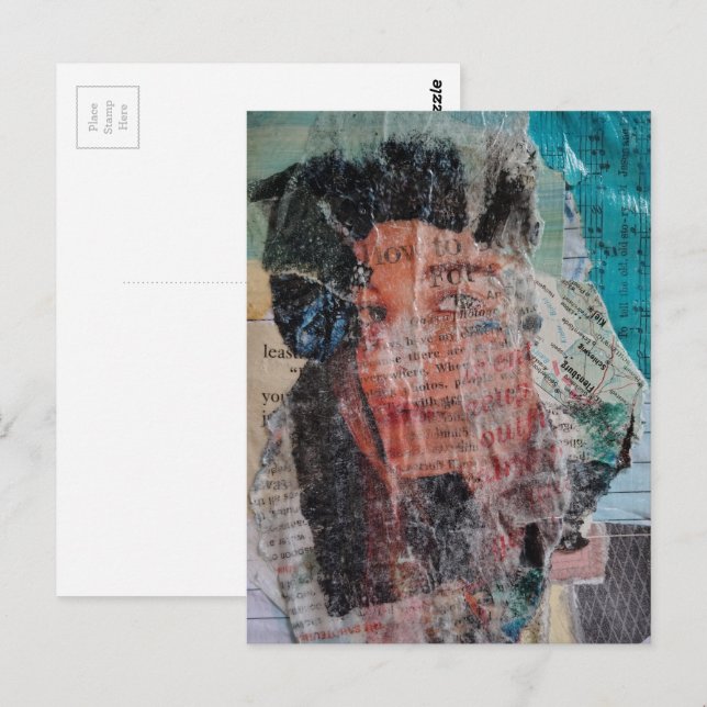 A Face Mixed Media Collage Postcard (Front/Back)