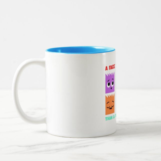 A Face speaks louder Two-Tone Coffee Mug (Left)