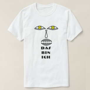 a face yellow eyes and text Das bin ich T-Shirt