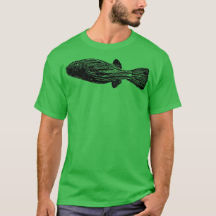 A Fahaka Nile Pufferfish Black Design Painting Pri T-Shirt
