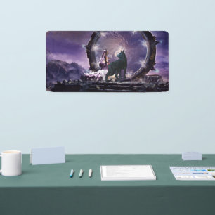 A fairy and a dark wolf banner