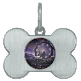 A fairy and a dark wolf pet ID tag