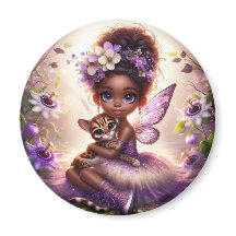 A Fairy and her Leopard Cub - Purple Magnet