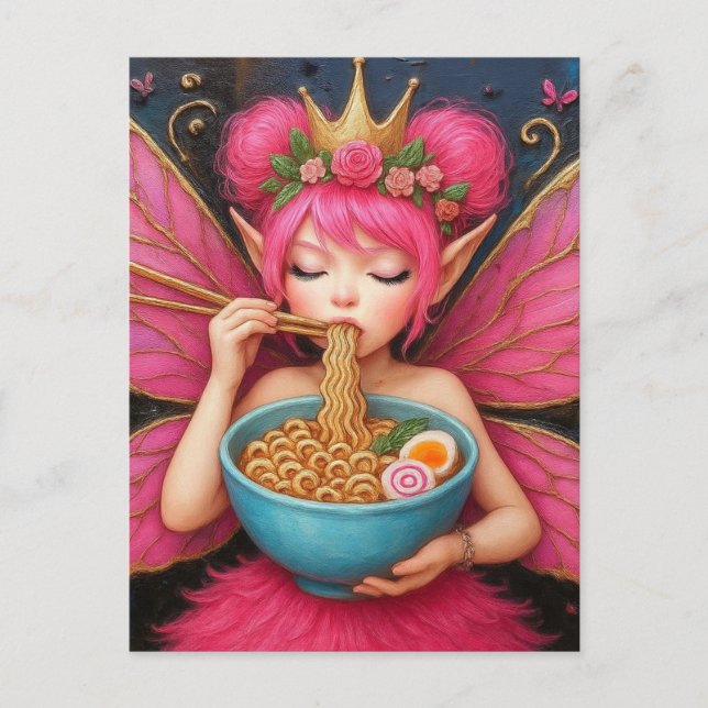 A Fairy Eating Ramen Postcard (Front)