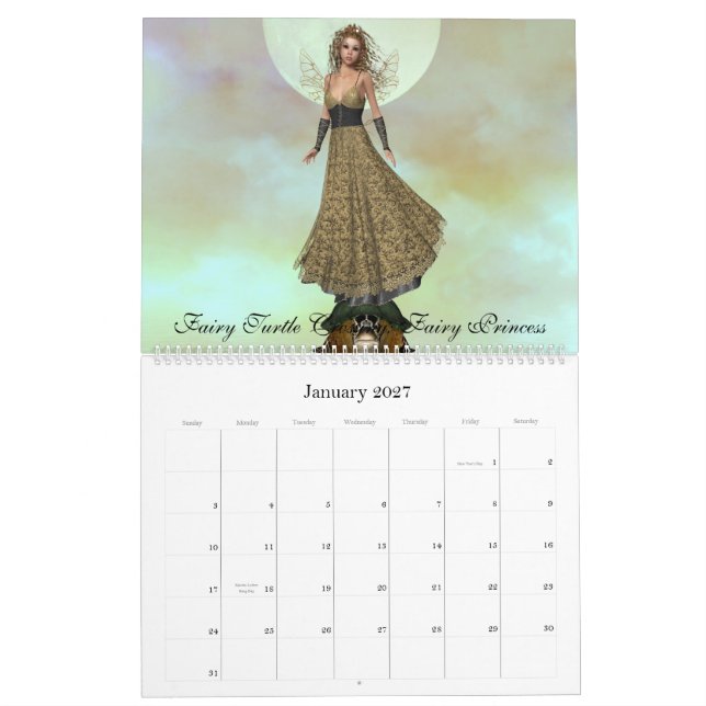 A Fairy Turtle Crossing Calender Calendar (Jan 2027)