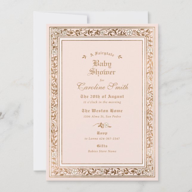 A Fairytale Pale Pink Baby Shower Invitation (Front)