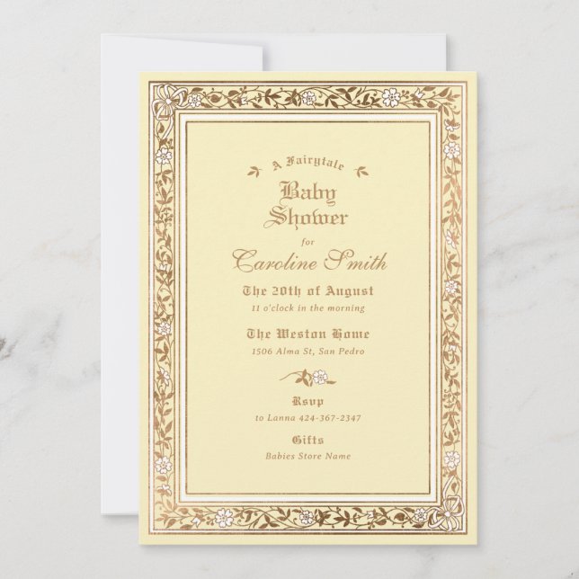 A Fairytale Yellow Baby Shower Invitation (Front)