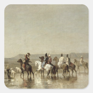 A Falcon Hunt, 1862 Square Sticker