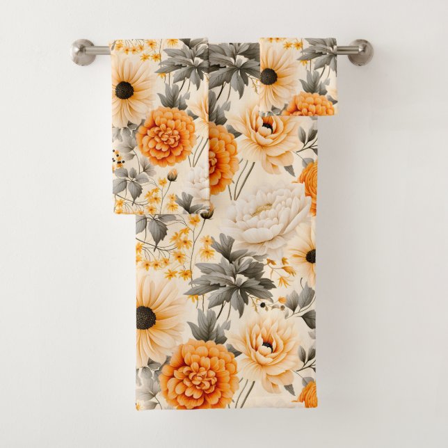 A Fall Floral Series Design 1 Bath Towel Set (Insitu)