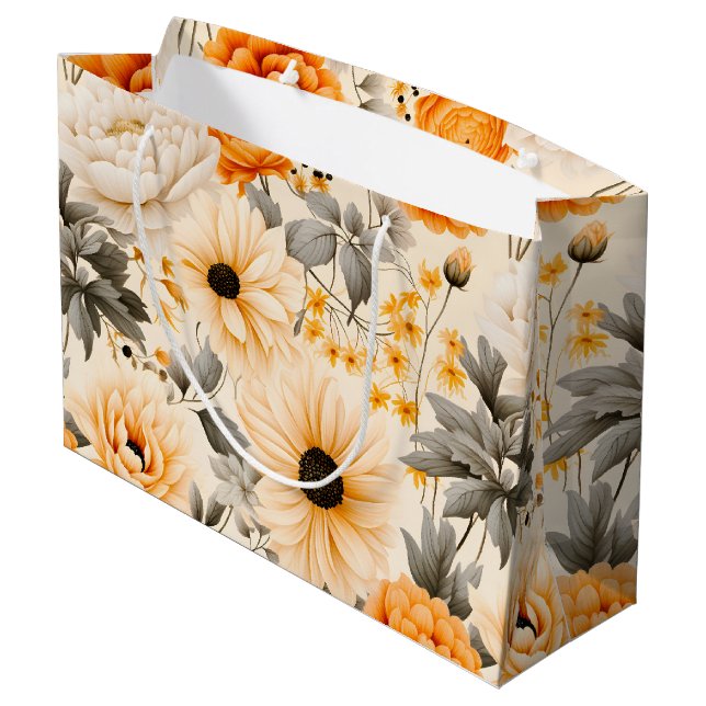 A Fall Floral Series Design 1 Large Gift Bag (Back Angled)