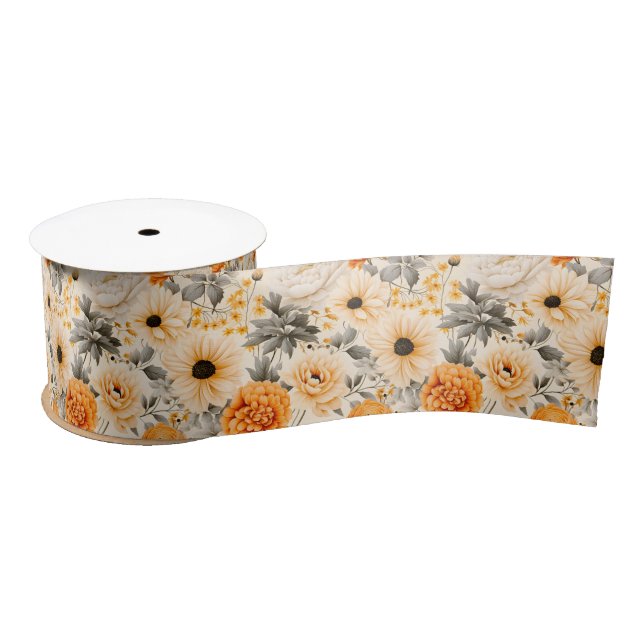 A Fall Floral Series Design 1 Satin Ribbon (Spool)