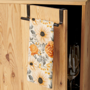 A Fall Floral Series Design 1 Tea Towel