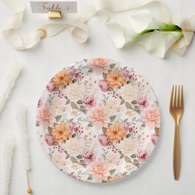 A Fall Floral Series Design 2 Paper Plate (Wedding)