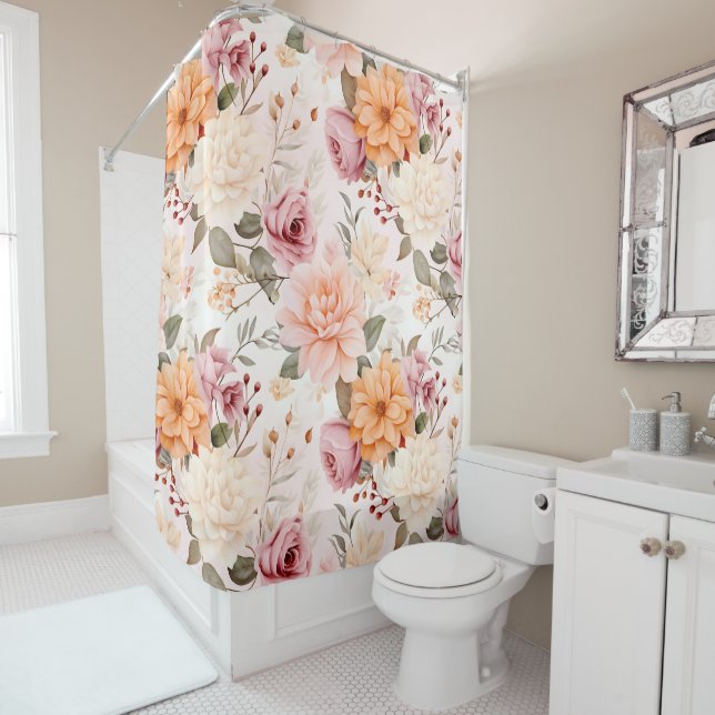 A Fall Floral Series Design 2 Shower Curtain (In Situ)