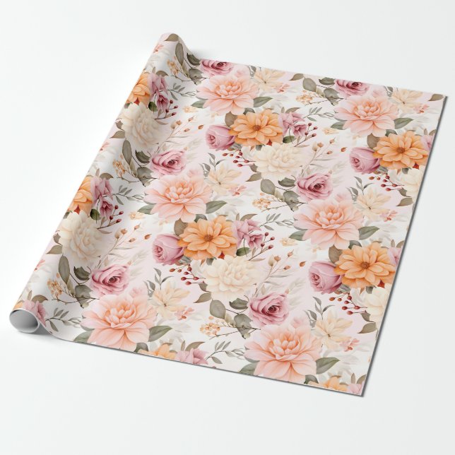 A Fall Floral Series Design 2 Wrapping Paper (Unrolled)